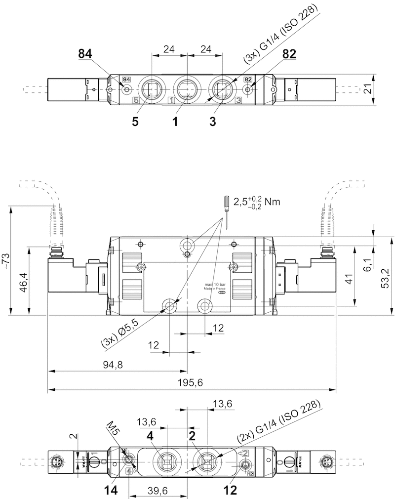 Aventics 5/3-пневмораспределитель, Cерия TC15 - 0820059201 Cерия TC15 - R422100997