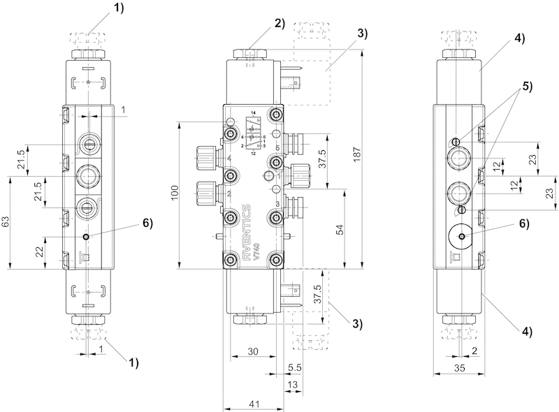 Aventics 5/4-пневмораспределитель, Cерия 740-UL - R432038421 Cерия 740-UL - R432038439